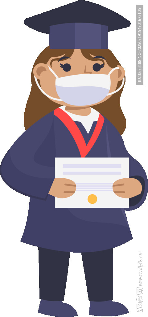 戴口罩的毕业女孩