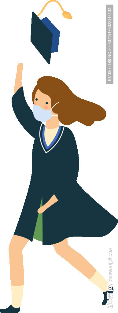 毕业女生抛学士帽庆祝时刻