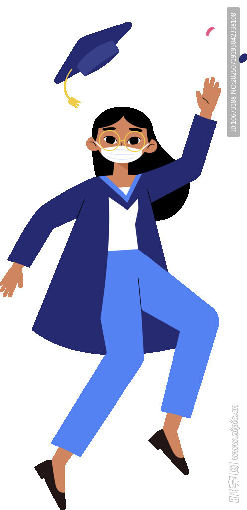 毕业女孩欢乐抛学士帽