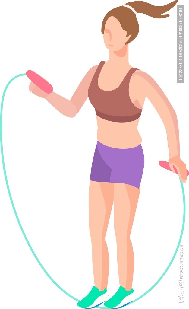 女子活力跳绳健身瞬间
