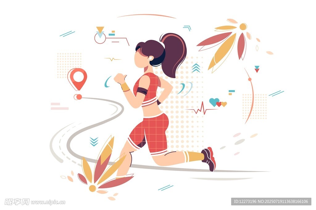 女孩户外跑步活力瞬间