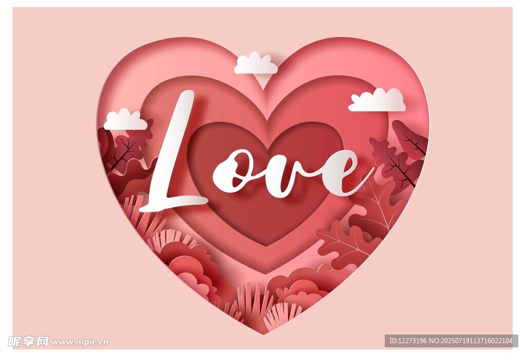 爱心图案中的Love字样