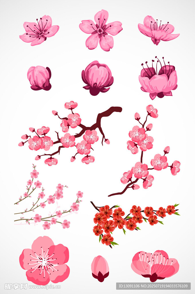精美粉色樱花元素集合