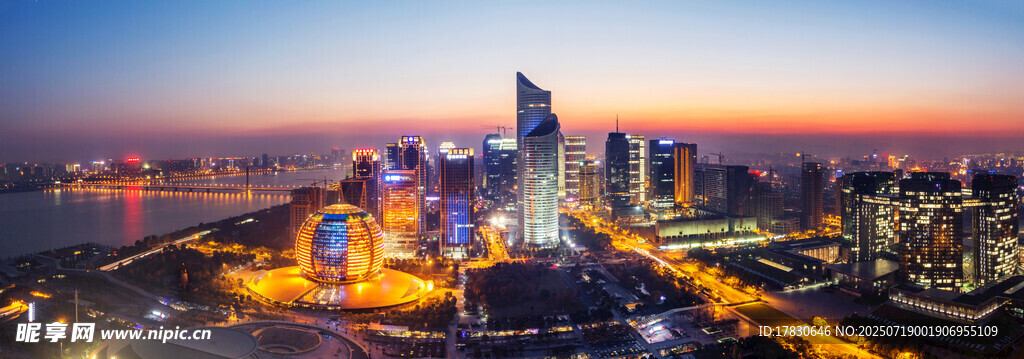 杭州的全景夜景
