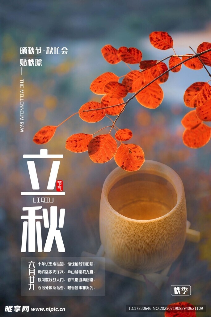 立秋时节的温馨茶饮画面