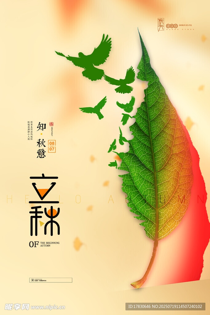 立秋时节飞鸟伴秋叶