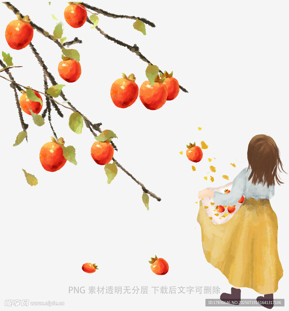 女孩接落果的温馨画面