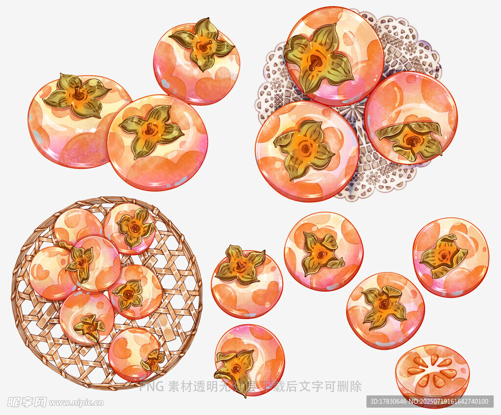 手绘柿子插画图案集锦