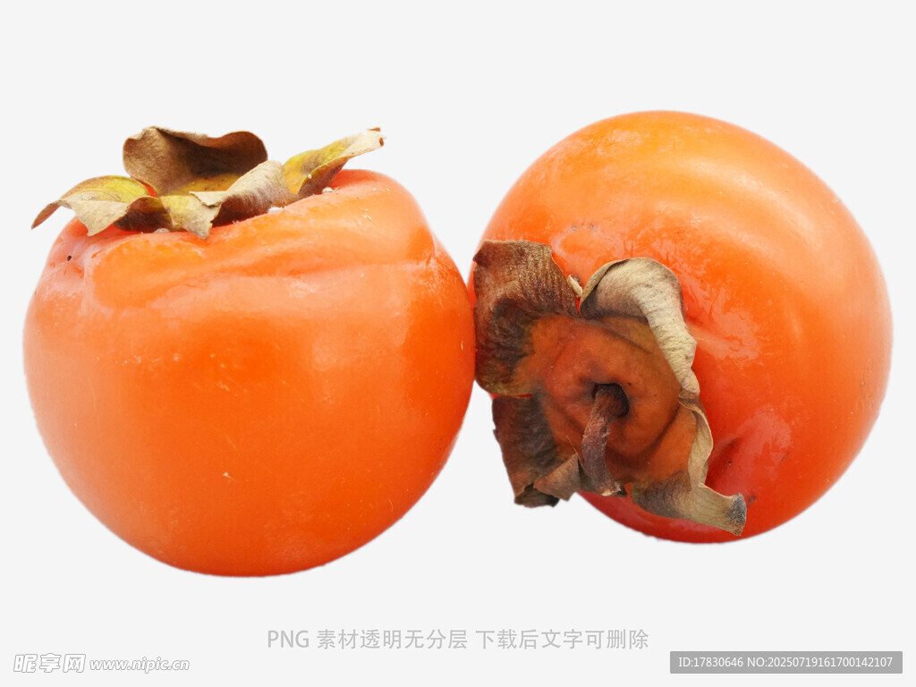 两个饱满的新鲜柿子
