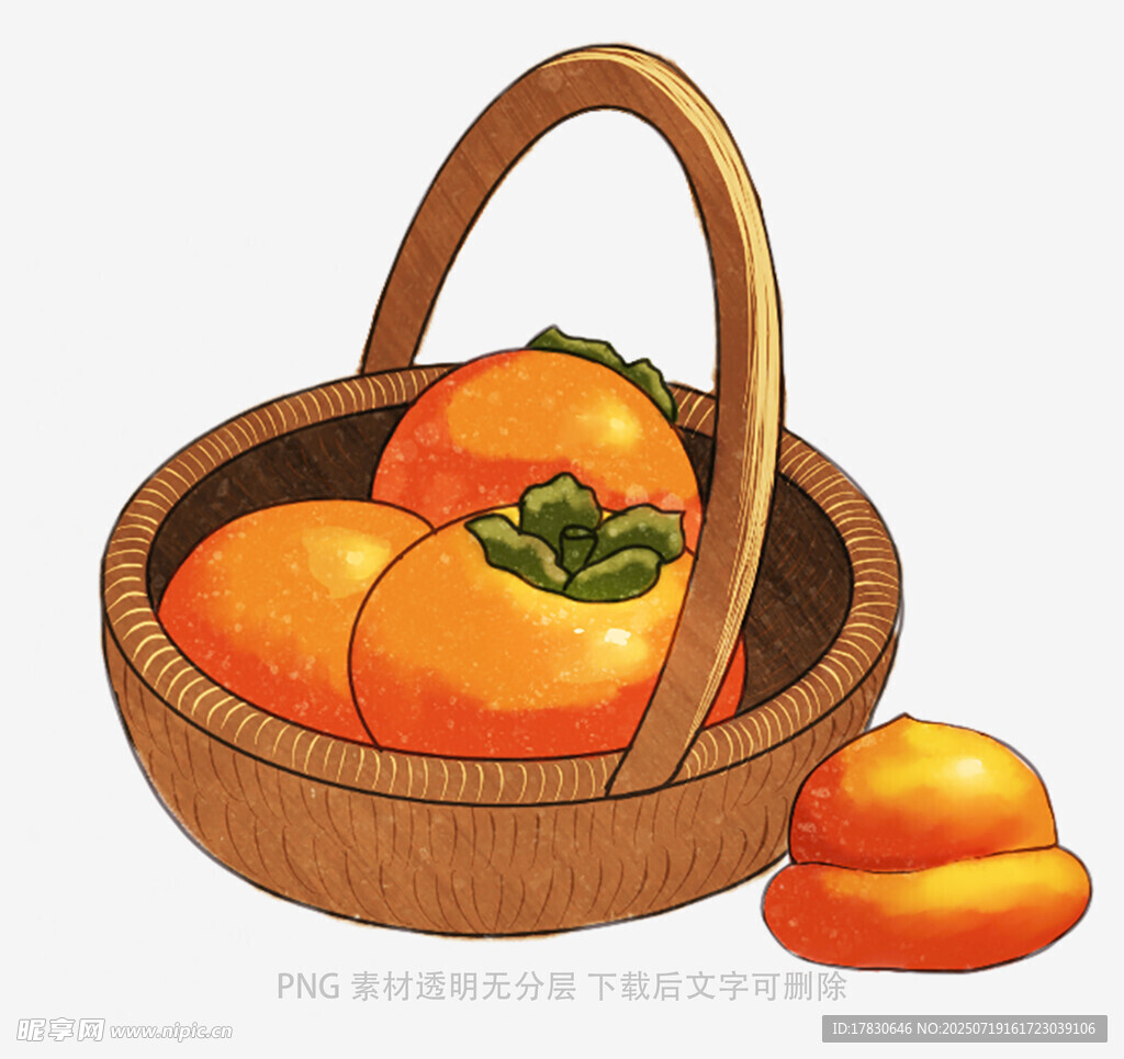 竹篮中的新鲜柿子