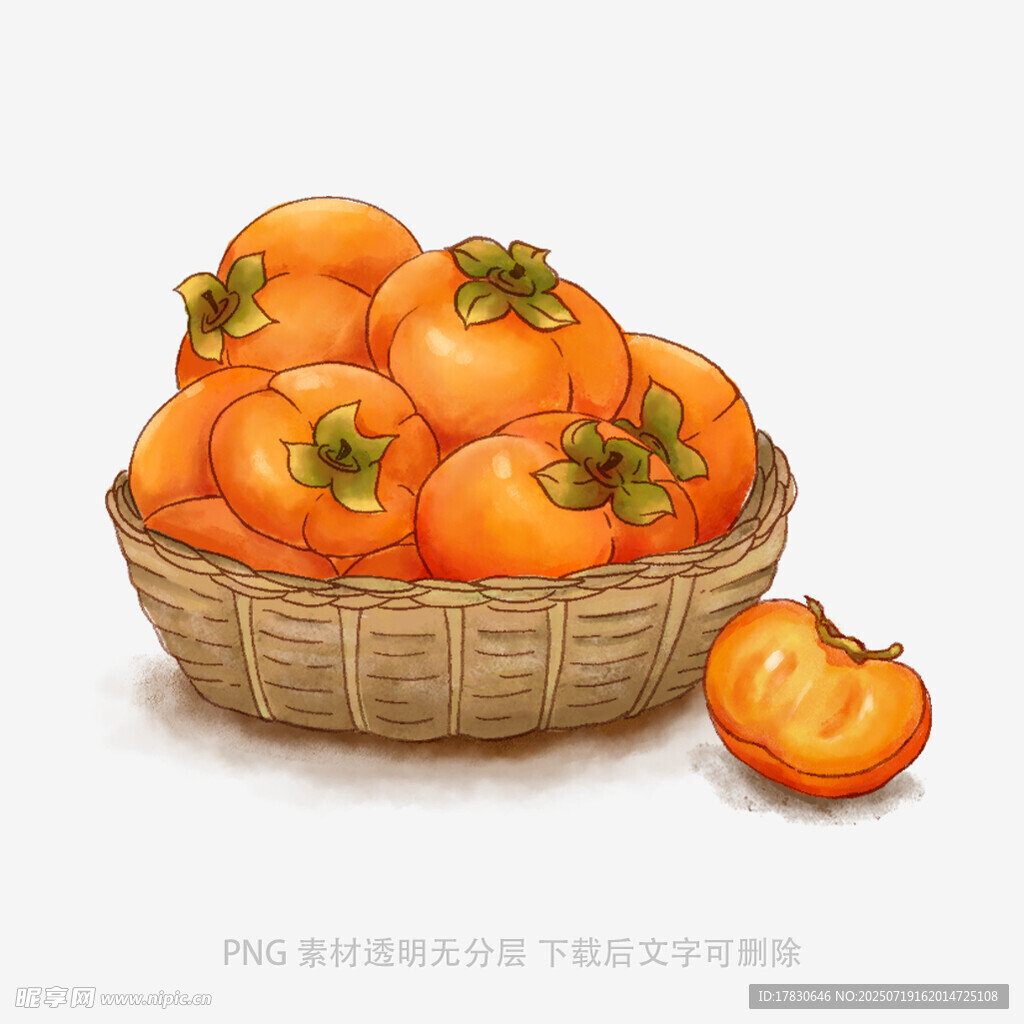 竹篮中的新鲜柿子