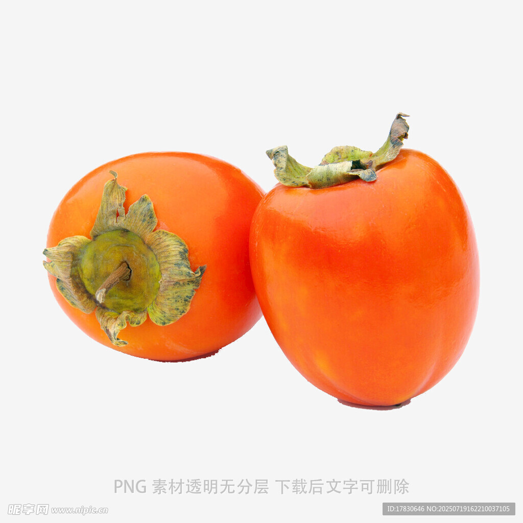 两个鲜橙柿子