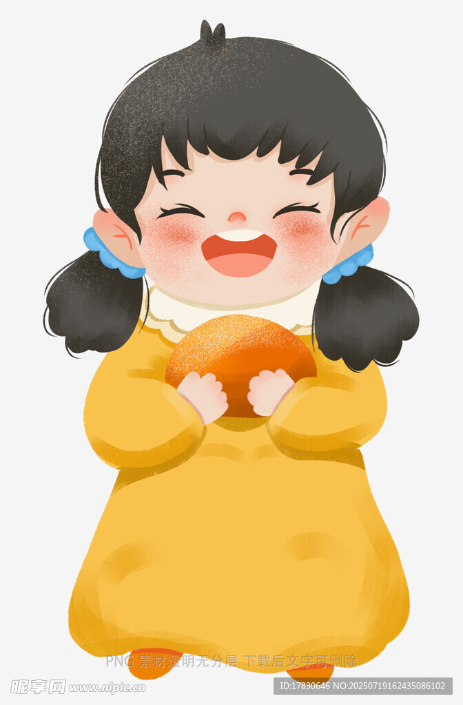 扎双马尾的开心小女孩