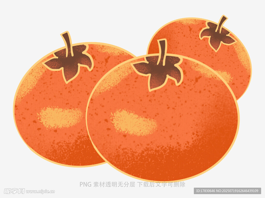 三个圆润柿子插画图