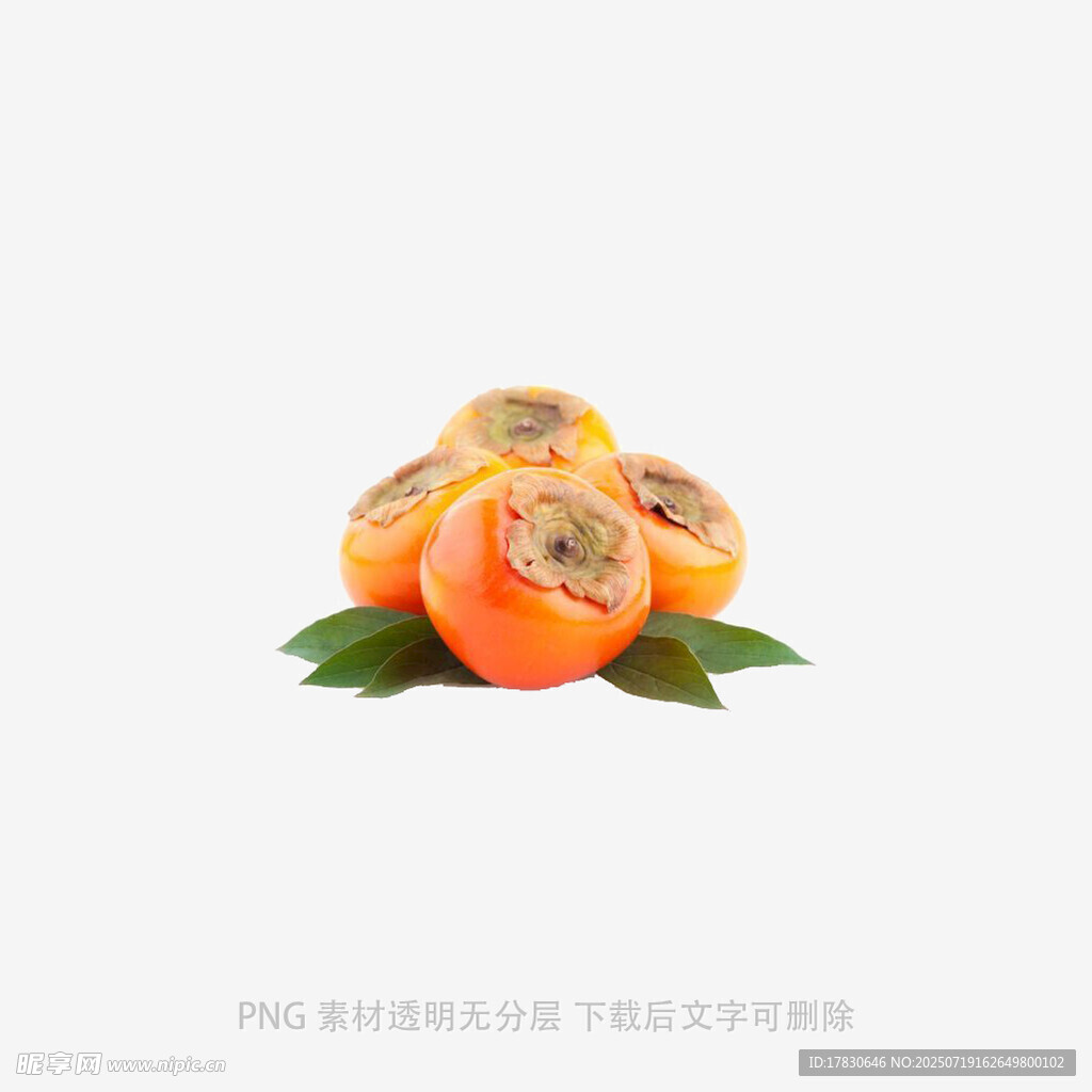 新鲜柿子带叶摆放