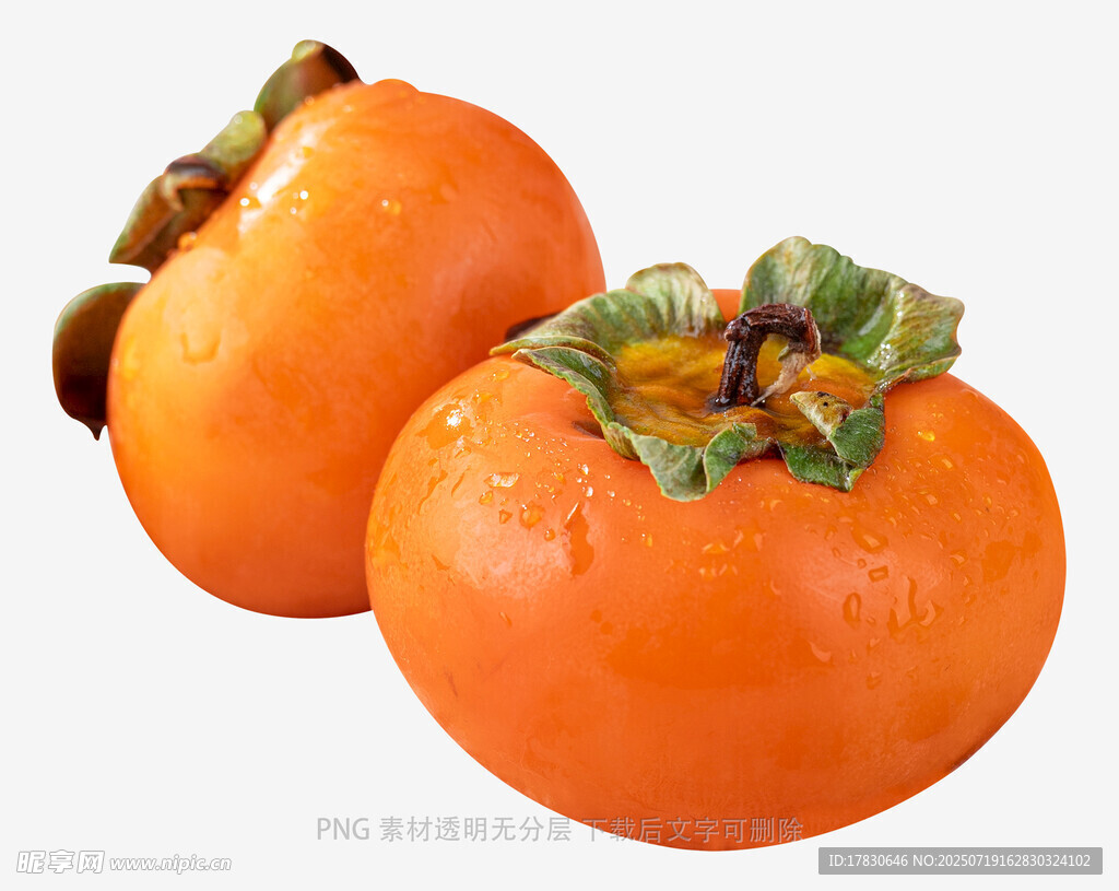 两个饱满的橙色柿子