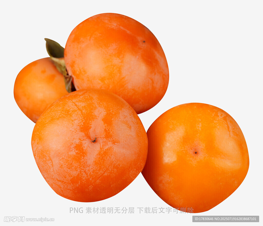 新鲜诱人的橙色柿子
