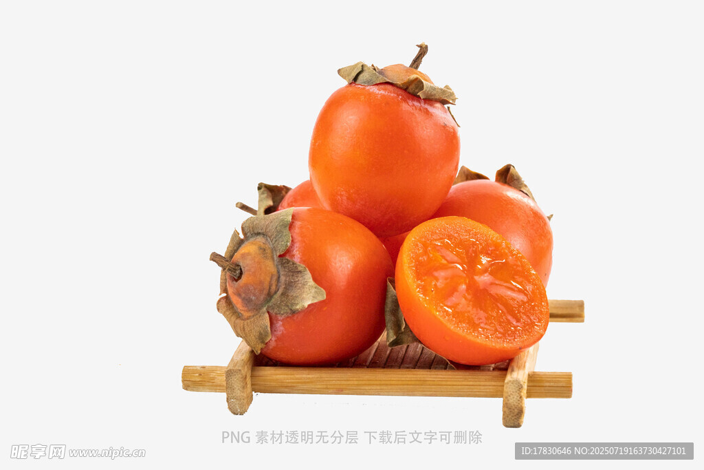 木架上的新鲜柿子