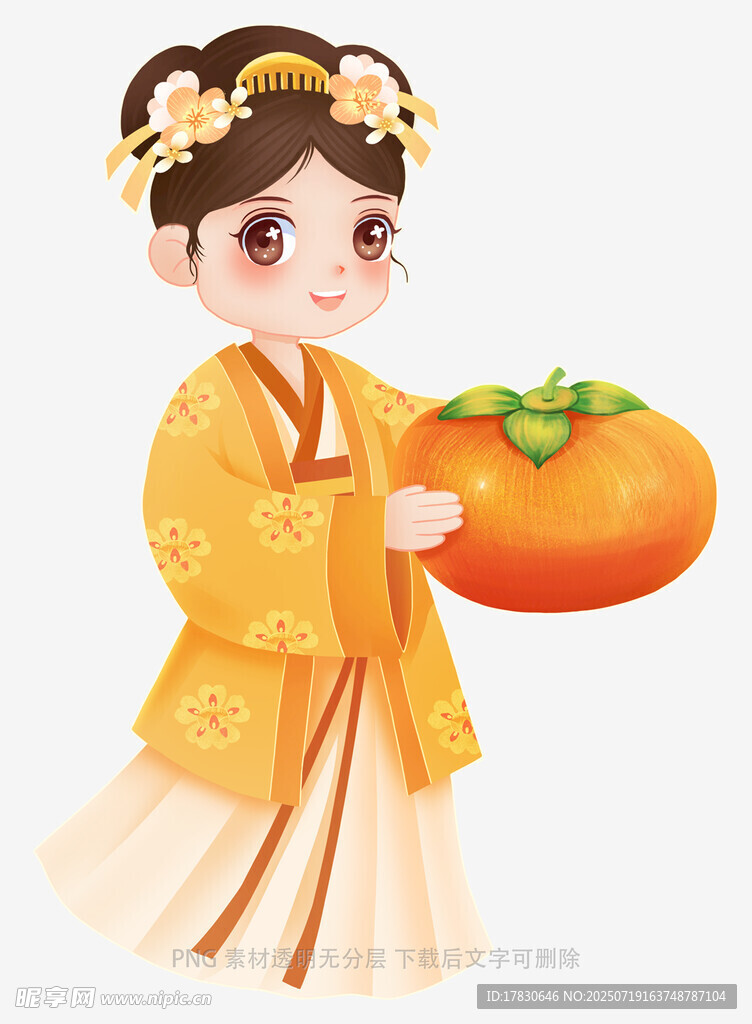 古风少女手持大柿子