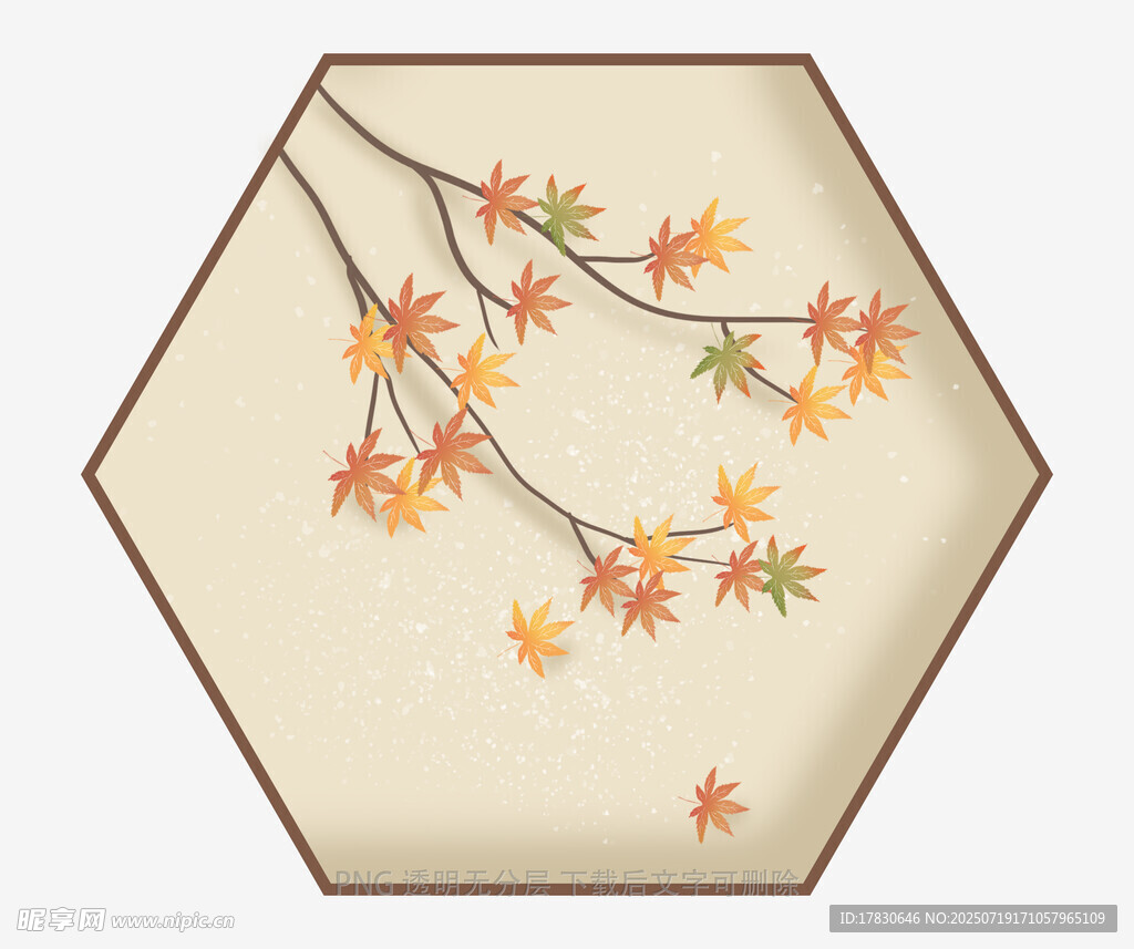 中式六角枫叶装饰画