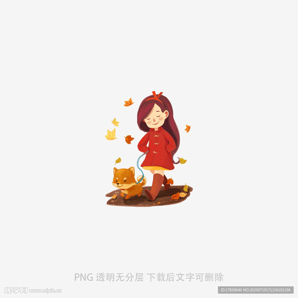 红衣女孩与猫咪撒金币