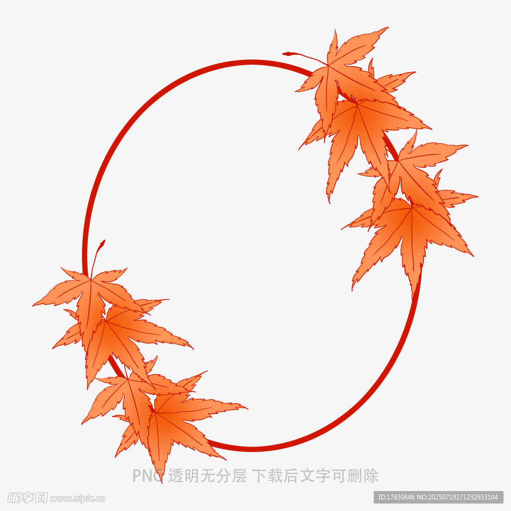 枫叶环绕的红色圆环装饰