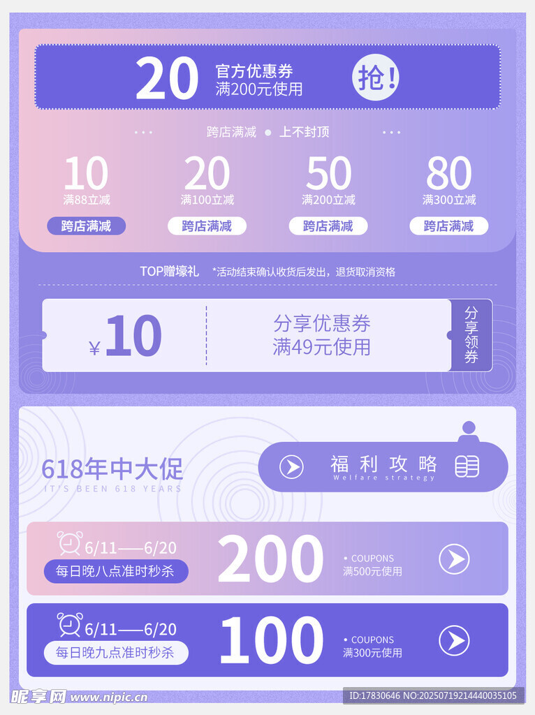 多样面额优惠券展示