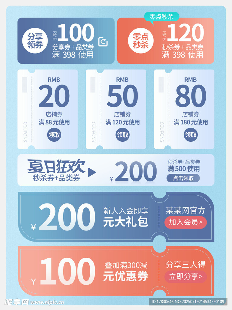 多样优惠券展示