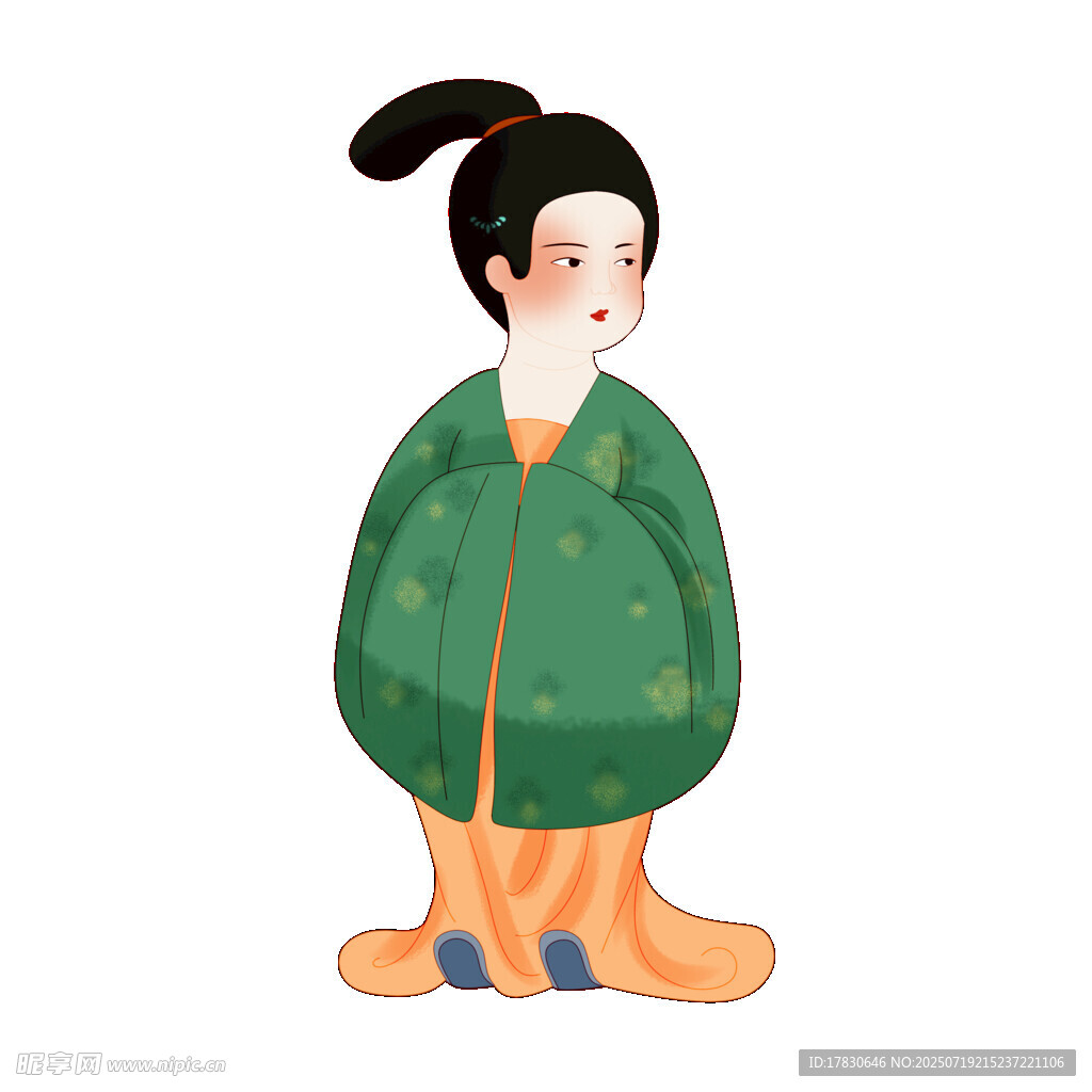 身着绿衣的可爱古风女孩