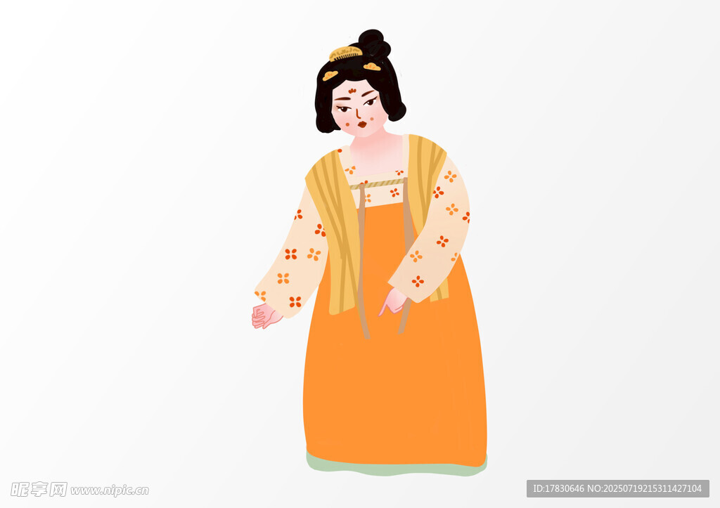 唐代仕女形象插画
