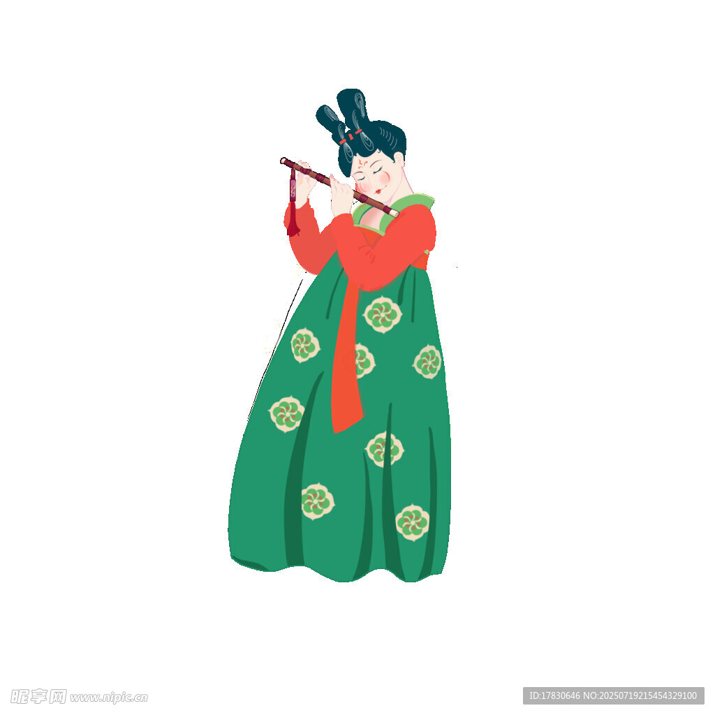 传统韩服女子优雅持物
