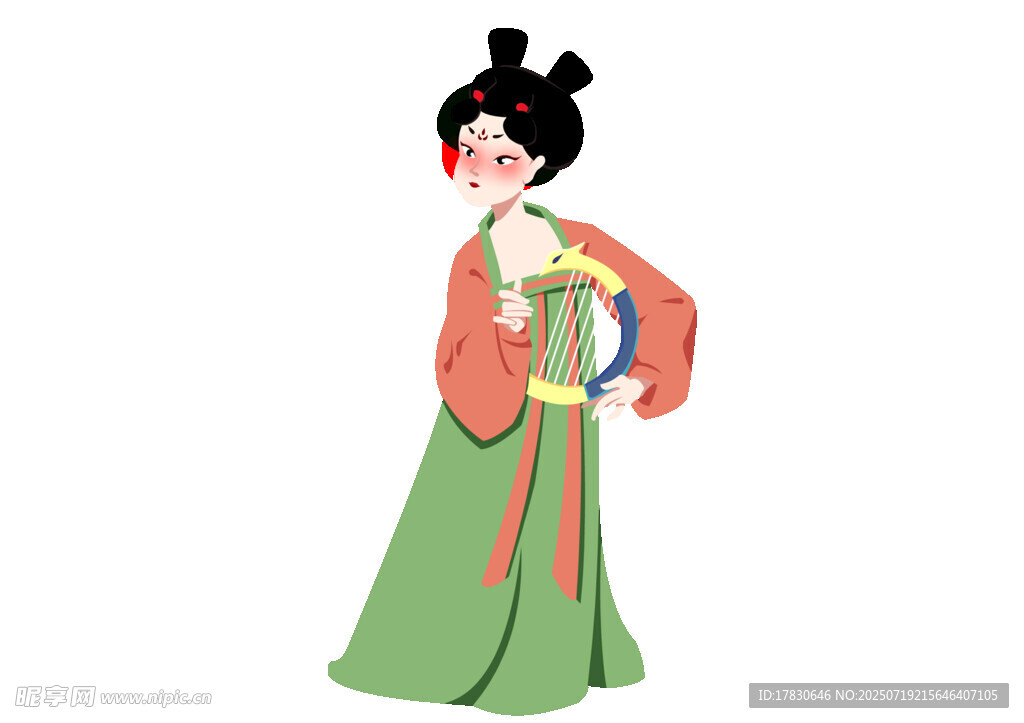 古典汉服女子优雅侧立