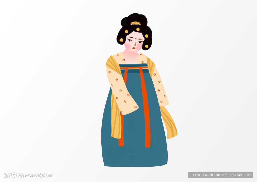 唐代仕女形象插画