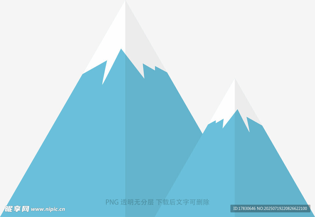 简约风格的蓝色雪山景观