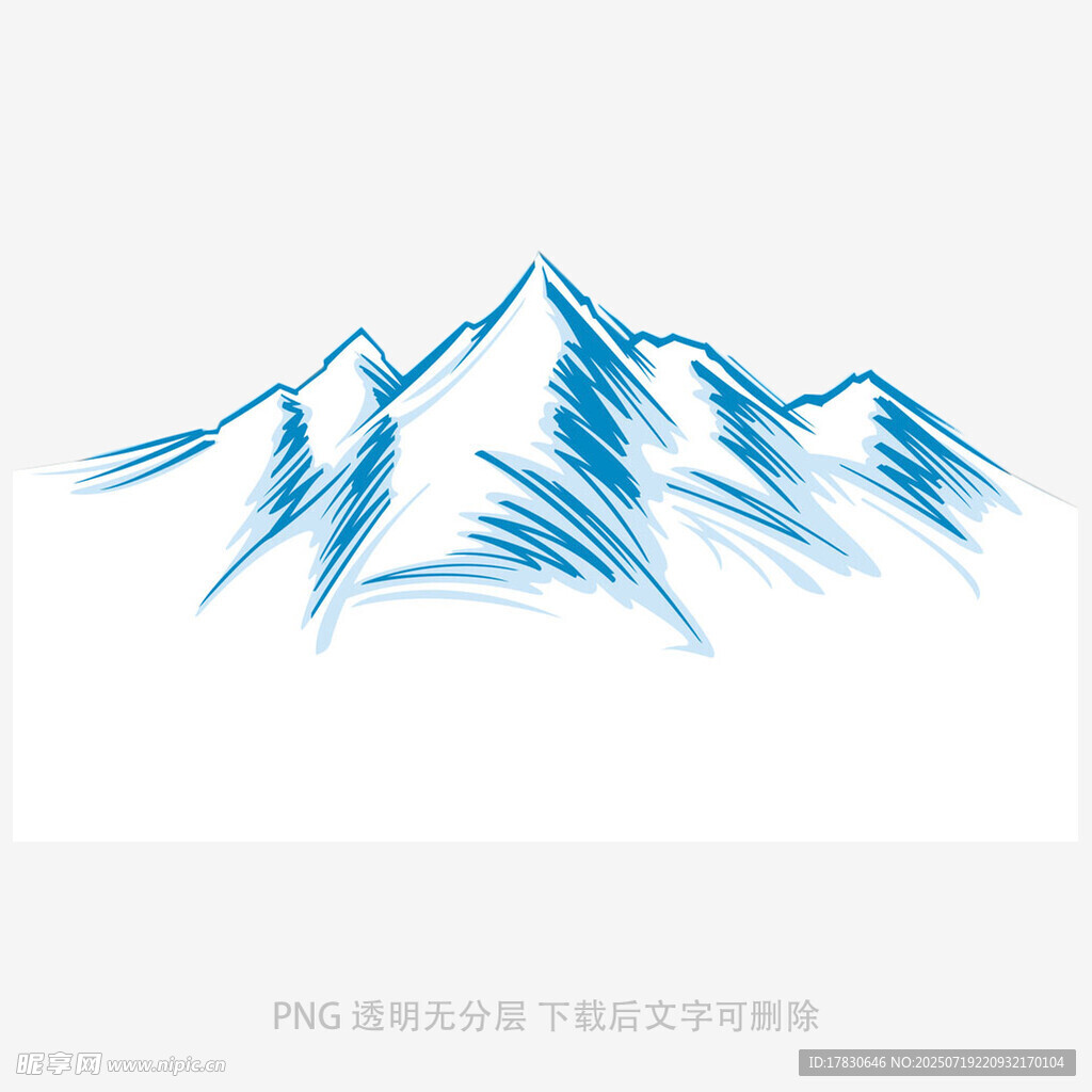 蓝色线条勾勒的简约山脉