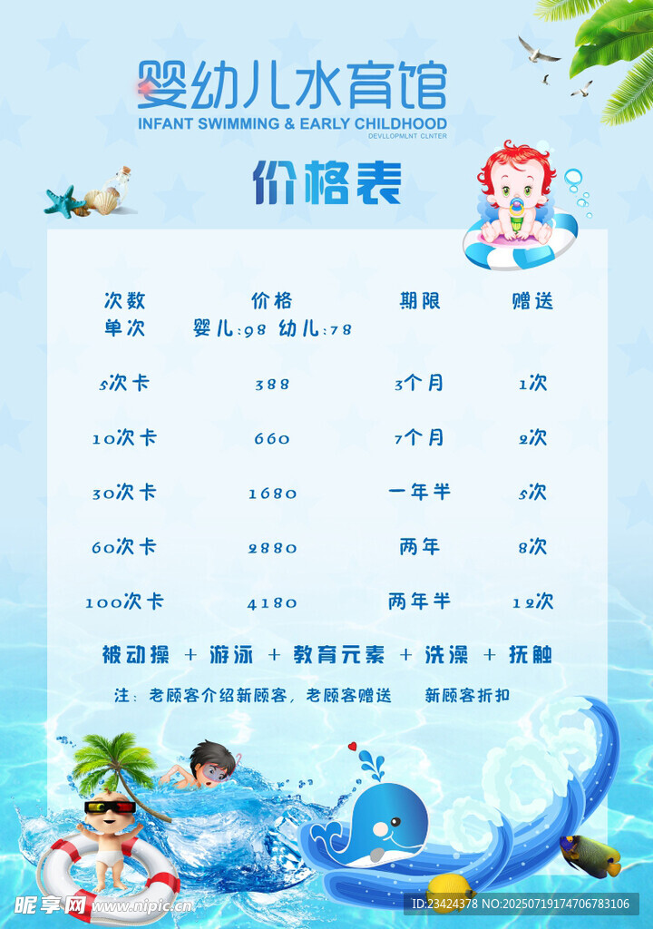 游泳价目表