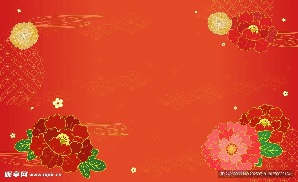 喜庆红色花卉装饰背景