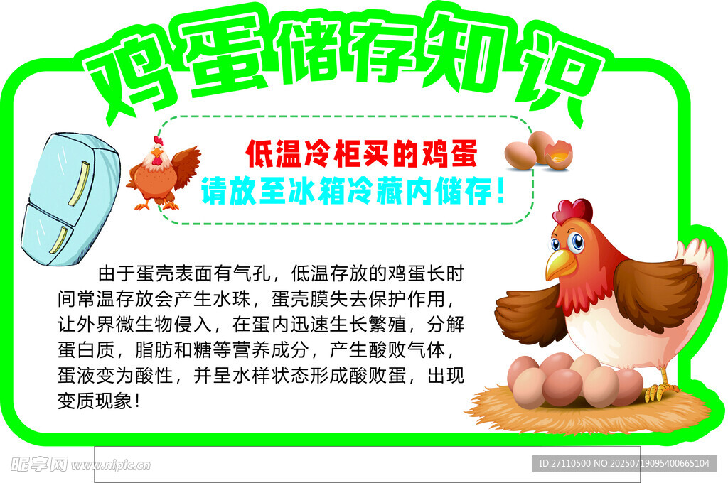 鸡蛋储存知识牌