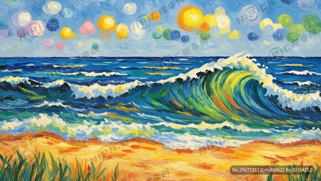 彩色蜡笔海浪