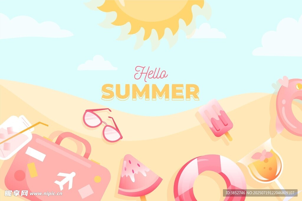 夏日沙滩度假插图