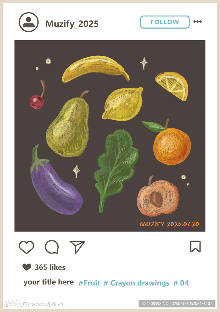 水果蜡笔画