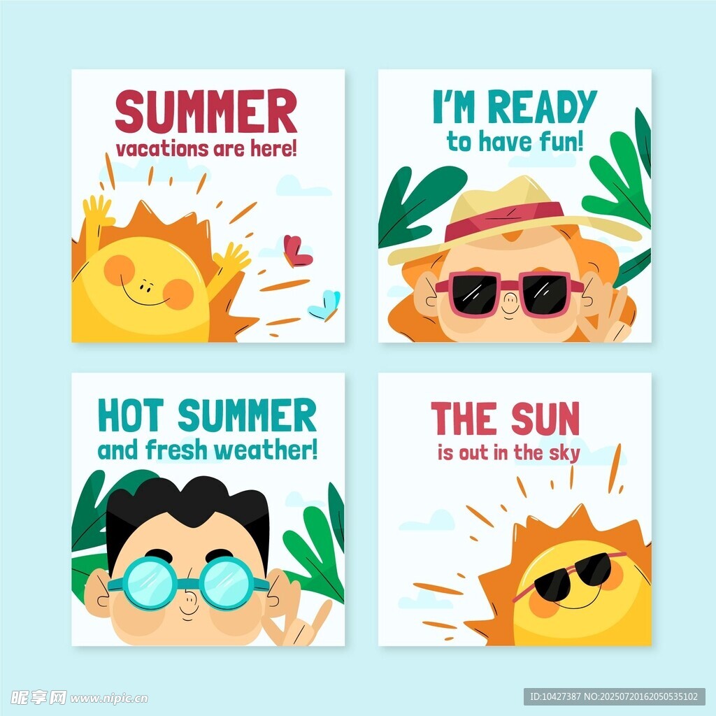 夏日卡通插画设计素材
