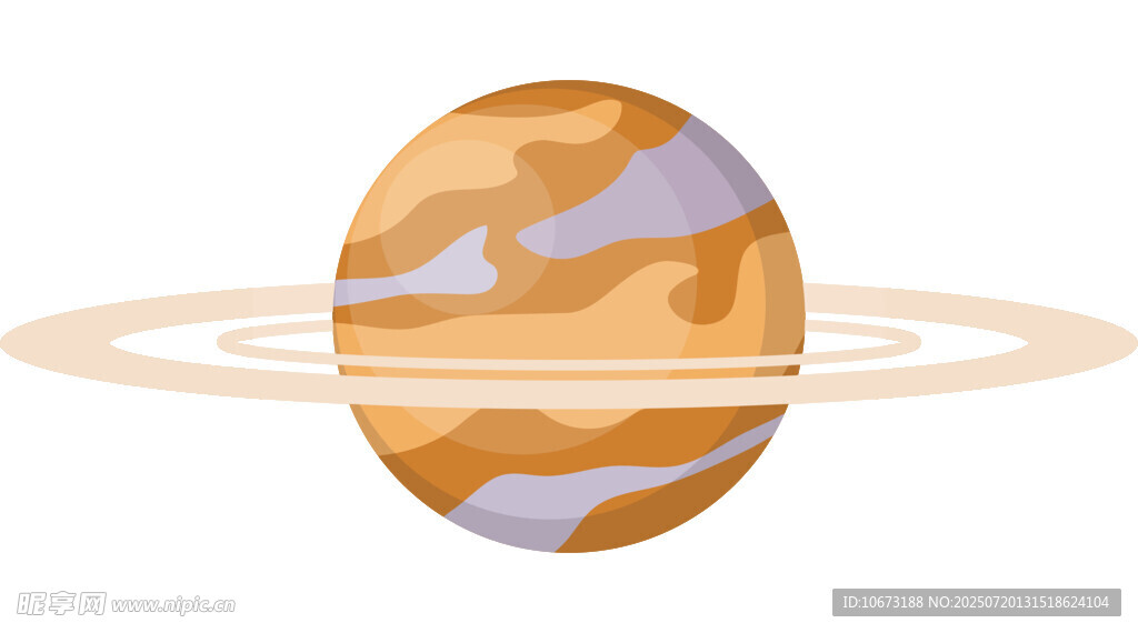 卡通风格的行星土星