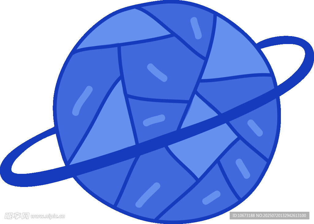 蓝色拼接星球插画