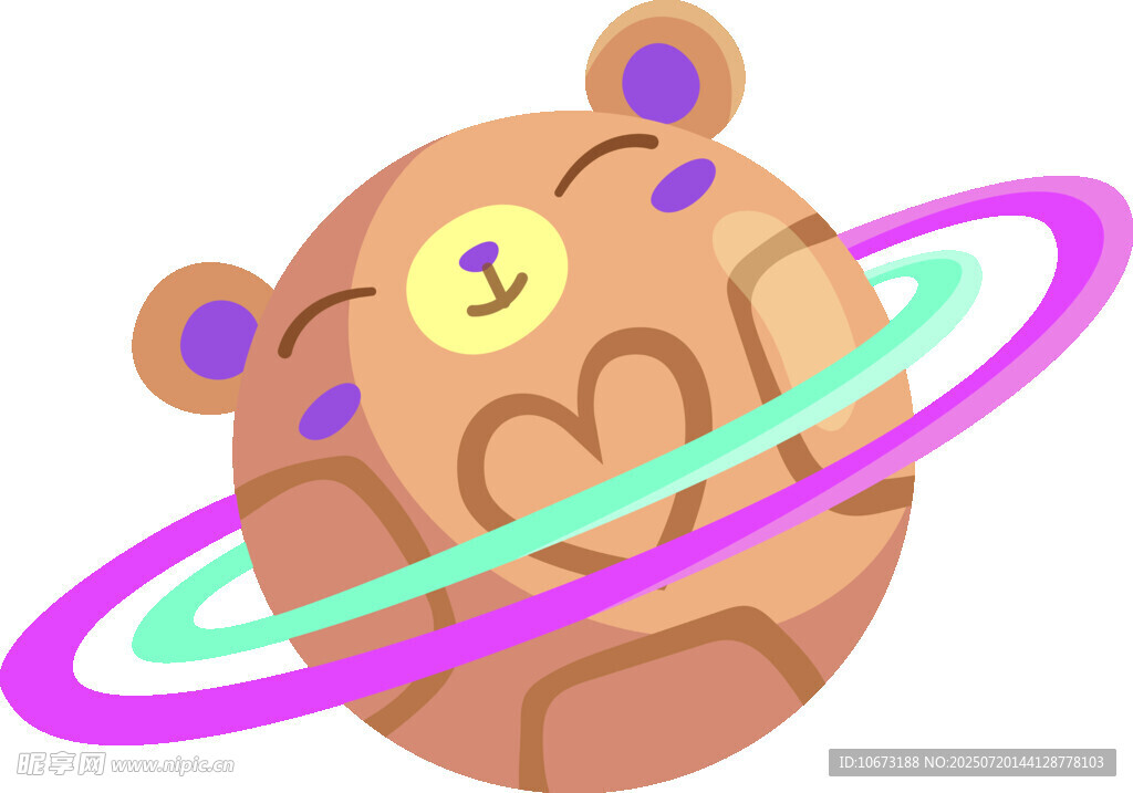 可爱小熊星球插画形象