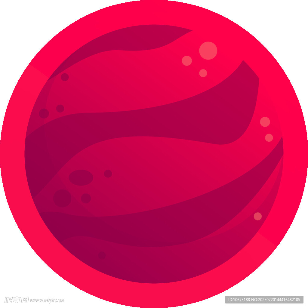 红色圆形卡通星球图案