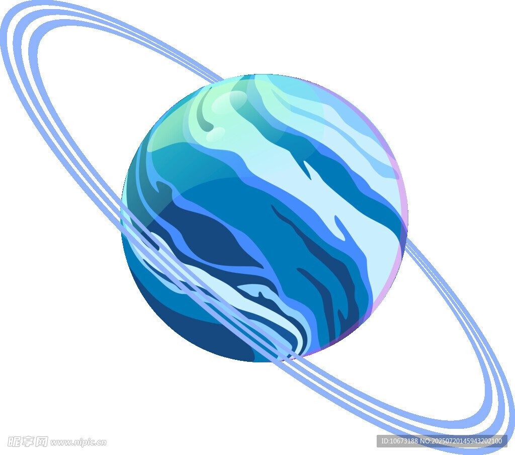 梦幻蓝色星球带环图案