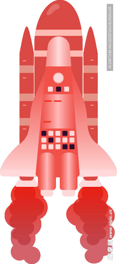 红色火箭升空插画