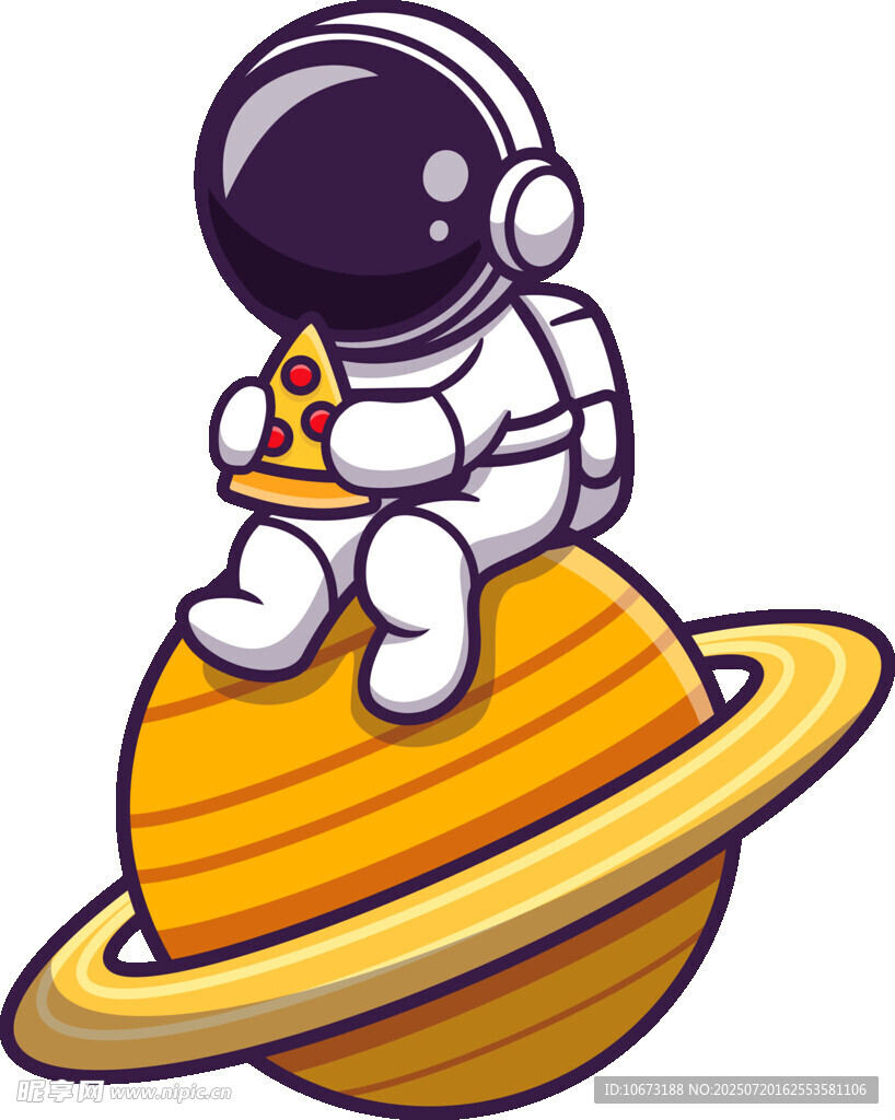 宇航员坐土星上吃披萨