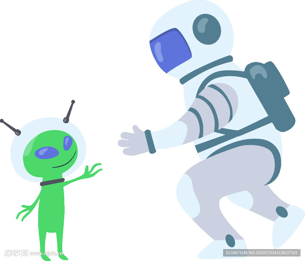 宇航员与外星人友好互动